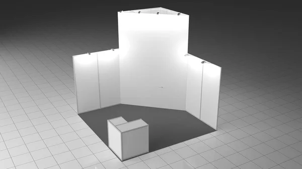 Proste Emply Booth 4x4 metrów. Makieta. szablon renderowania 3D — Zdjęcie stockowe