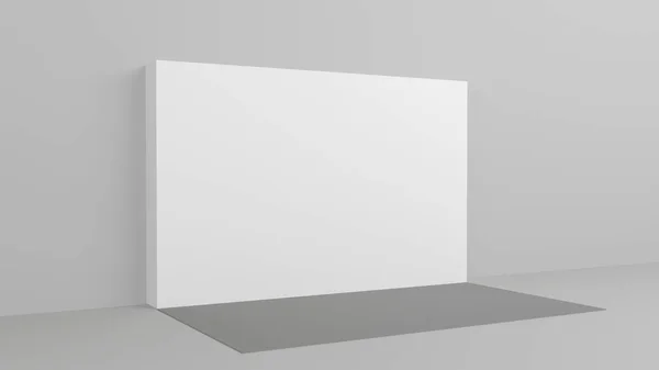 Witte achtergrond 3x5 meter in de kamer met grijze verf op de muur. 3D-weergave van de modellen. Template — Stockfoto