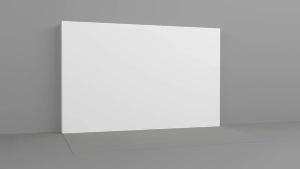 Beyaz arka plan 3x5 metre odada, duvarında gri boya var. 3D canlandırma modeli. Şablon — Stok fotoğraf