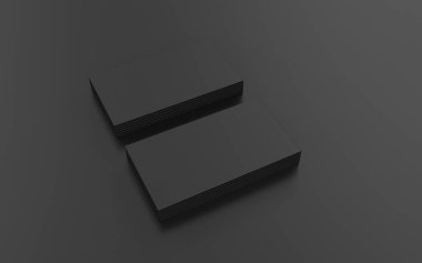 Siyah arka plan mockup üzerinde 3d render lüks siyah kartvizit. Tasarımınız için şablon