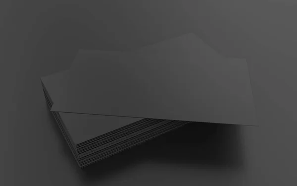 3d rendering luxury black business card on black background mockup. Template for your design — Stock Photo, Image