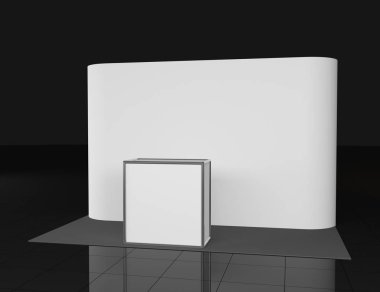 Terfi sayacı. Perakende Ticaret Standı Beyaz arka plan üzerinde izole. Tasarım için Mockup Şablon. Zemin