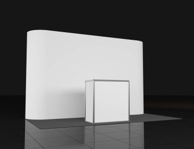 Terfi sayacı. Perakende Ticaret Standı Beyaz arka plan üzerinde izole. Tasarım için Mockup Şablon. Zemin