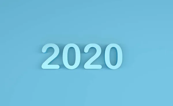 Blauw 2020 nummer blauwe achtergrond. Nieuwjaarsbord 2020. 3D weergave illustratie — Stockfoto