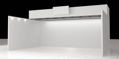 Beyaz yaratıcı sergi standı tasarımı. Booth şablonu. Şirket