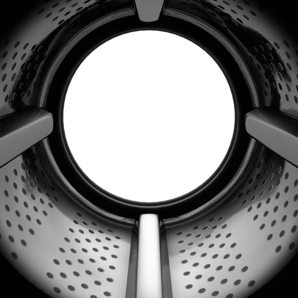 Eine Nahaufnahme Aus Dem Inneren Der Trommel Einer Industriellen Waschmaschine — Stockfoto