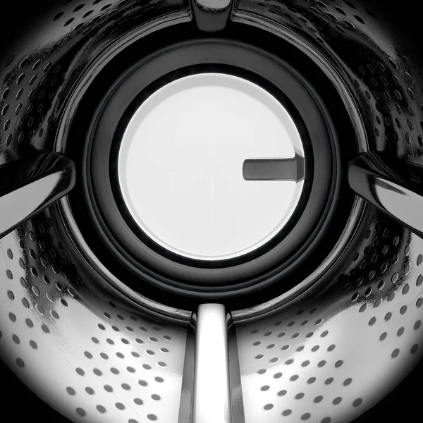 Крупный План Изнутри Барабана Промышленной Стиральной Машины Смотрящей Наружу Сторону — стоковое фото