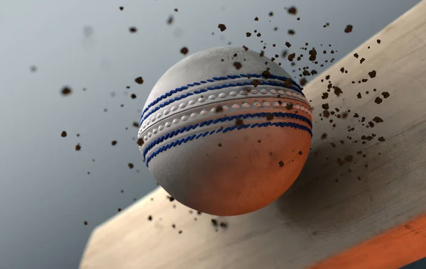 Extreme Closeup Slow Motion Action Capture White Cricket Ball Striking — Stock Photo, Image