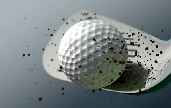 Capture Ralenti Club Golf Frappant Une Balle Avec Des Particules — Photo