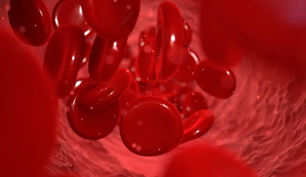 Macro Closeup Blood Vein Red Blood Cells Flowing Render — Stock Photo, Image