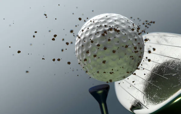 Extreme Closeup Slow Motion Action Capture Golf Wood Club Striking — Stock Photo, Image