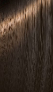 A closeup view of a section of glossy straight brown brunette hair in a wavy style - 3D render clipart