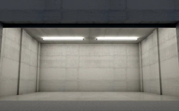 Look Interior Empty Double Garage Made Out Concrete Evening Render — Stock Photo, Image