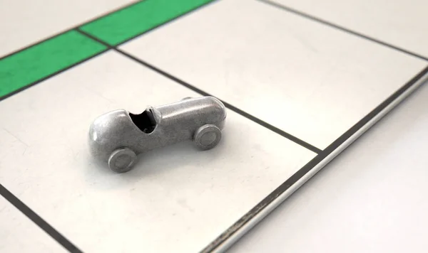 Closeup Metal Die Cast Car Icon Game Board Render — Stock Photo, Image