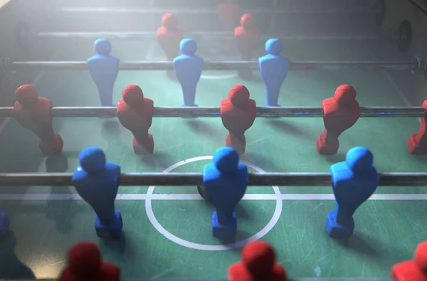 Närbild Blick Figurer Fotbollsspel Upplyst Dramatisk Belysning Render — Stockfoto