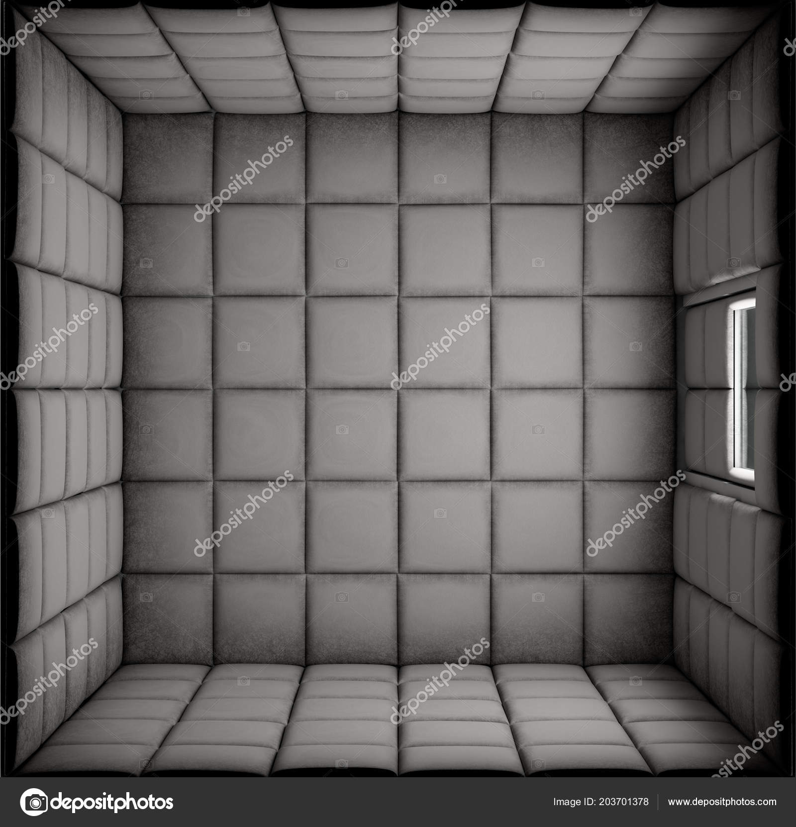 Empty White Padded Cell Mental Hospital Render Stock Photo