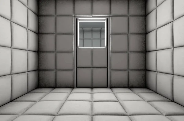 Empty White Padded Cell Mental Hospital Render — Stock Photo, Image