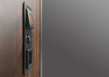 Yazı tura bir sikke receptacle yuvası panelinden bir ahşap yüzeye monte edilmiş giriş ve çıkış Yuvaları makine işletilen