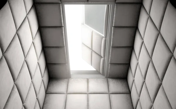 Порожня Біла Клітина Відкритими Дверима Психіатричній Лікарні Візуалізація — стокове фото