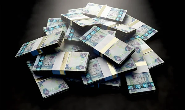 Een Stapel Van Willekeurig Verspreide Bundels Van Dirham Bankbiljetten Een — Stockfoto