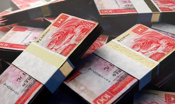 Pile Randomly Scattered Bundles Hong Kong Dollar Banknotes Isolated Background — Stock Photo, Image