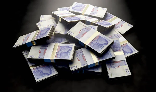 Ένας Σωρός Από Τυχαία Διασκορπισμένες Δέσμες Λίρα Τραπεζογραμματίων Ένα Απομονωμένο — Φωτογραφία Αρχείου