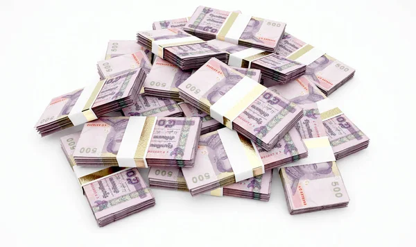 Pile Randomly Scattered Bundles Banknotes Isolated Background Render — Stock Photo, Image