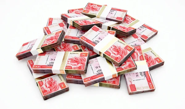 Kupie Losowo Rozrzucone Wiązki Banknotów Białym Tle Renderowania — Zdjęcie stockowe