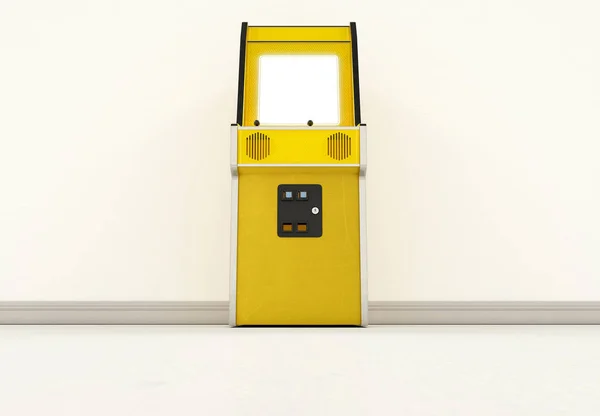 Vintage Sarı Unbranded Arcade Makinesi Vintage Odası Boş Bir Ekran — Stok fotoğraf