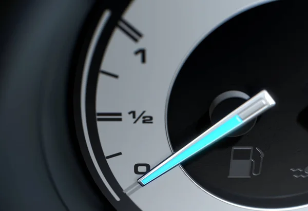 Een Close Van Een Benzine Gas Gage Gloeiende Blauwe Naald — Stockfoto