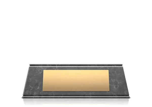 Ein Leerer Trophäensockel Aus Schwarzem Marmor Mit Einer Leeren Goldenen — Stockfoto