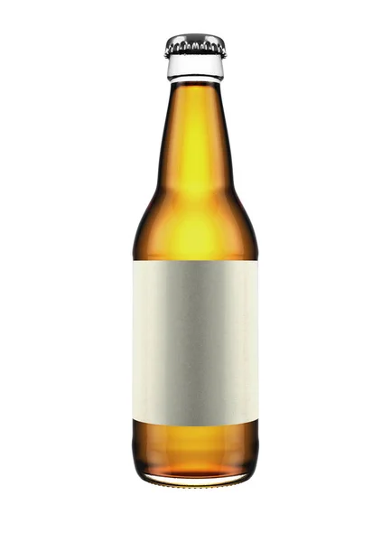 Uma Cerveja Vidro Transparente Garrafa Cidra Com Uma Etiqueta Branco — Fotografia de Stock