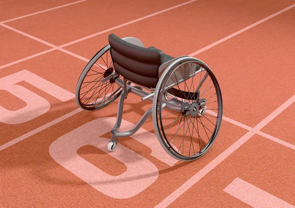 Uma Cadeira Rodas Modificada Vazia Usada Por Atletas Deficientes Para — Fotografia de Stock