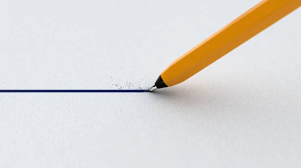 Eine Nahaufnahme Eines Normalen Kugelschreibers Der Eine Gerade Tintenlinie Auf — Stockfoto