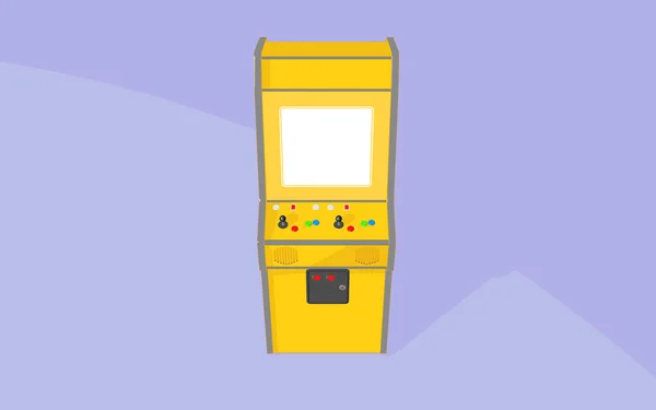 Une Machine Arcade Jaune Vintage Sans Marque Avec Écran Blanc — Photo