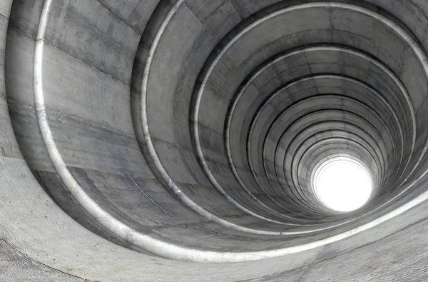 Una Mirada Por Túnel Hormigón Hecho Formas Geométricas Circulares Con —  Fotos de Stock