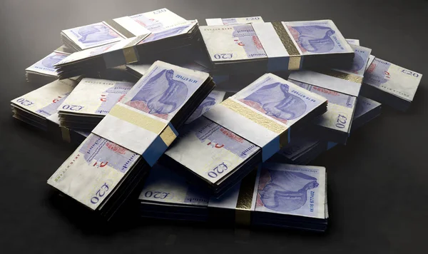 一堆随机散落的英国镑钞票在一个孤立的背景 — 图库照片