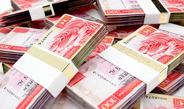 Pile Randomly Scattered Bundles Hong Kong Dollar Banknotes Isolated Background — Stock Photo, Image