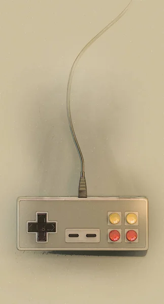 Pencil Sketch Watercolor Technique Regular Vintage Rectangular Gaming Controller Red — Stock Photo, Image