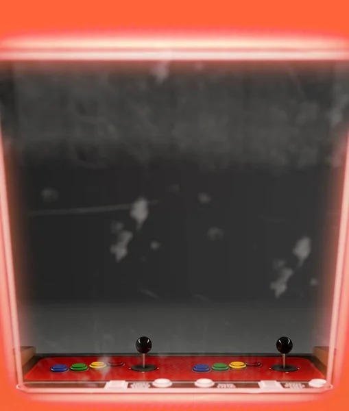 Viewpoint Screen Vintage Arcade Game Machine Looking Outwards Dark Room — Stock Photo, Image