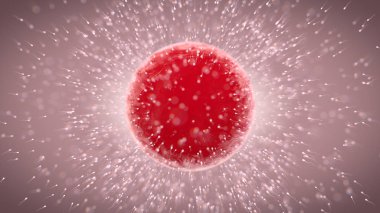Sperm hücreleri yuvarlak bir yumurta içinde vücut - 3d render yaklaşan yüzlerce mikroskobik görünümü