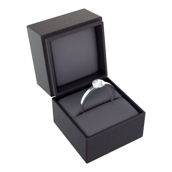 Otwórz Moduł Kształcie Pole Czarny Pierścień Srebrny Pierścionek Zaręczynowy Duże — Zdjęcie stockowe
