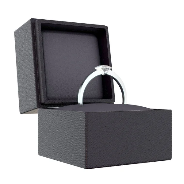 Otwórz Moduł Kształcie Pole Czarny Pierścień Srebrny Pierścionek Zaręczynowy Duże — Zdjęcie stockowe