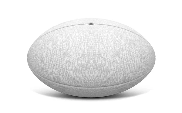 Ein Einfacher Weißer Strukturierter Rugby Ball Auf Isoliertem Weißem Hintergrund — Stockfoto