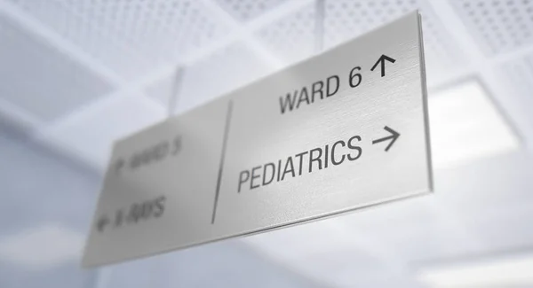 Stropní Nemocnice Smìrový Ukazatel Zvýraznění Cestě Vykreslení Pediatrické Oddělení — Stock fotografie