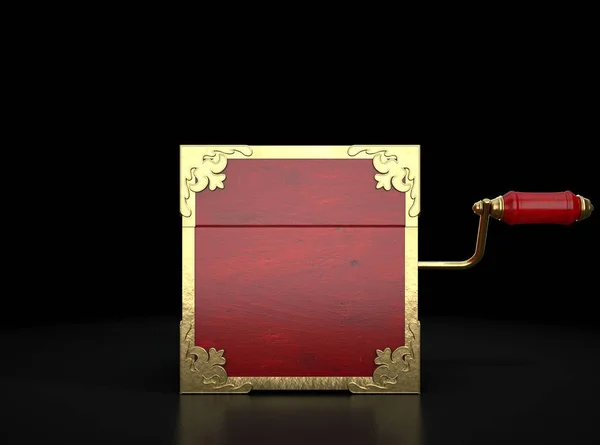 Antique Jack Box Fermé Fou Bois Rouge Garnitures Dorées Sur — Photo