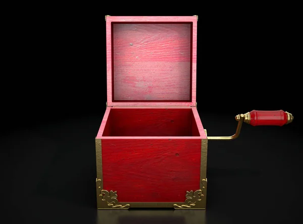 Ein Leerer Antiker Offener Buchse Box Wahnsinn Aus Rotem Holz — Stockfoto