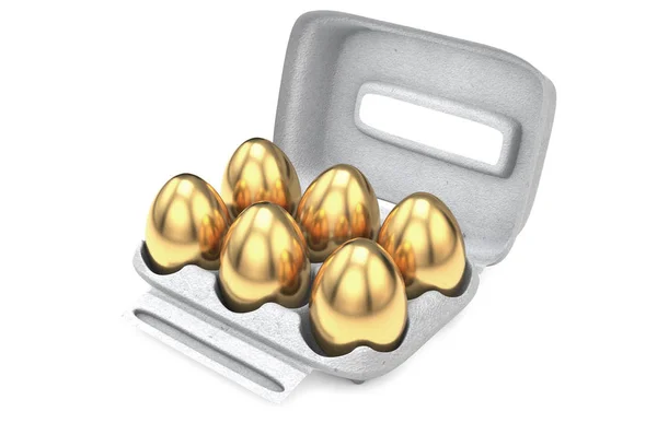六个黄金蛋中蛋纸箱 — 图库照片
