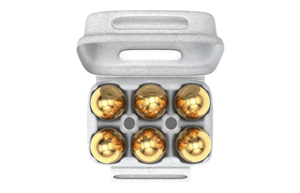 Six Golden Eggs In An Egg Carton — Stock Photo, Image