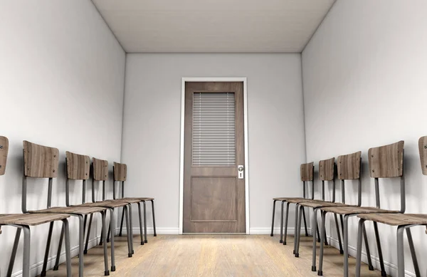 Empty Waiting Room Chairs And Office Door — Stock Photo, Image